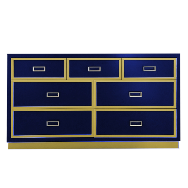 Max 7 Drawer Dresser - Deep Blue/Gold