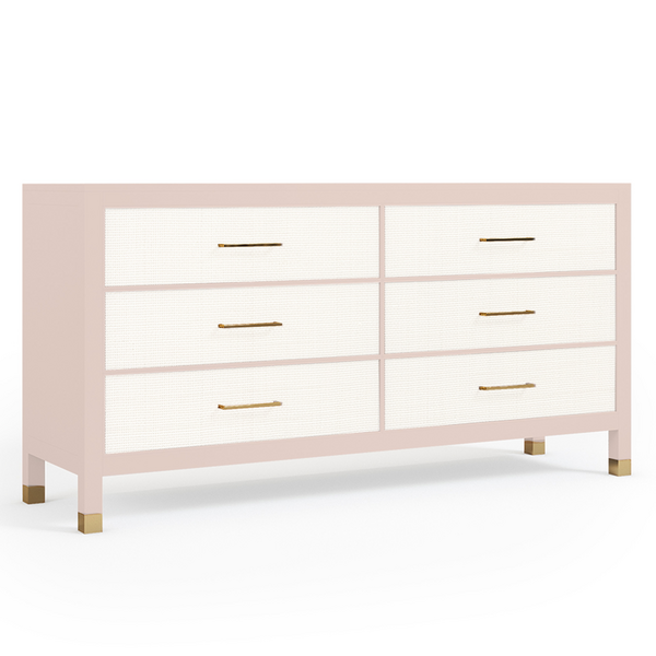 Monterey 6 Drawer Dresser - Bahama Pink/White