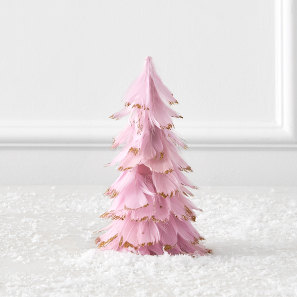 Small Pink Christmas Tree for Tabletop  Rose Gold Feather Tree –   by Zucker Feather Products, Inc.