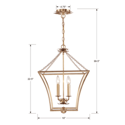Pagoda Chandelier - Antique Gold