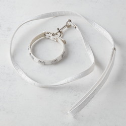 Crystal Bones Leash - White