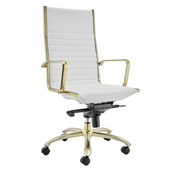 Darby High Back Office Chair - White/Gold