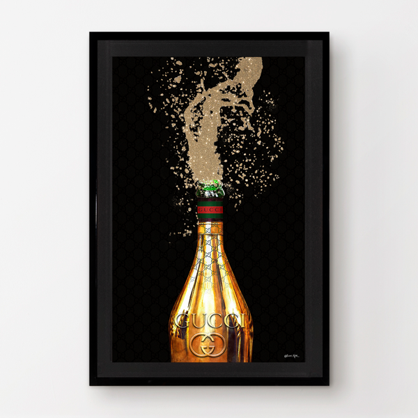 Oliver Gal Italian Mod Champagne, Glam Italian Bubbles Italian Mod  Champagne, Glam Italian Bubbles Modern Black Framed On Paper by Oliver Gal  Graphic Art