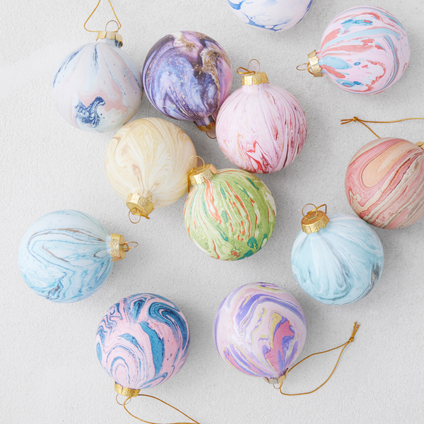 Pastel Marble Ornament - Set of 12