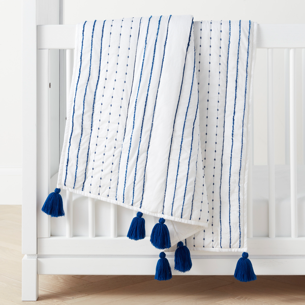 Rowan Tassel Toddler Quilt - Blue