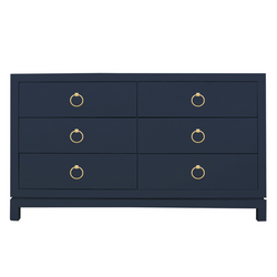 47 Blue-Green Dresser Artistic 6-Drawer Bedroom Cabinet in Gold