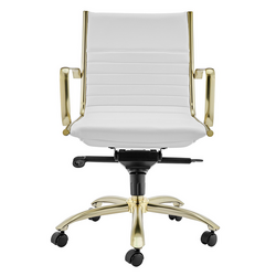 Darby Low Back Office Chair - White/Gold
