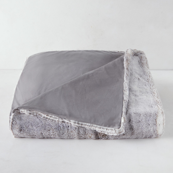 Grey Chinchilla Blanket | Luxury Faux Throw | Z Gallerie