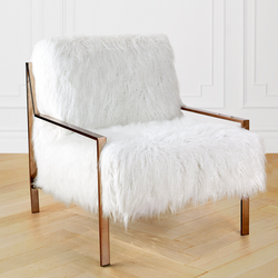 white fur chair