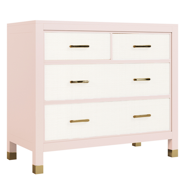 Monterey 4 Drawer Dresser - Bahama Pink/White