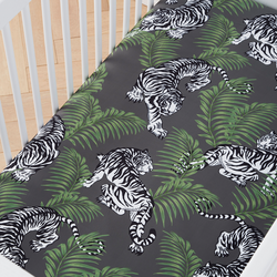 Tigress Crib Sheet - Charcoal