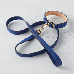 Italian Leather Leash  - Blue