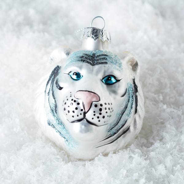 Tiger Face Ornament - White