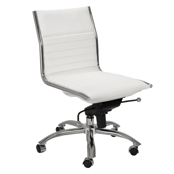 Darby Low Back Desk Chair - White/Chrome | Zgallerie