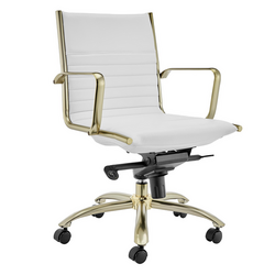 Darby Low Back Office Chair - White/Gold