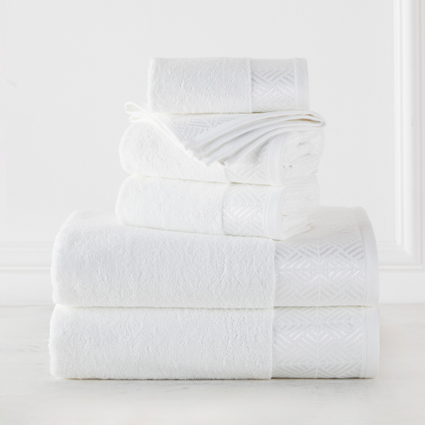 Rivoli White Border Towel Bundle - Set of 6