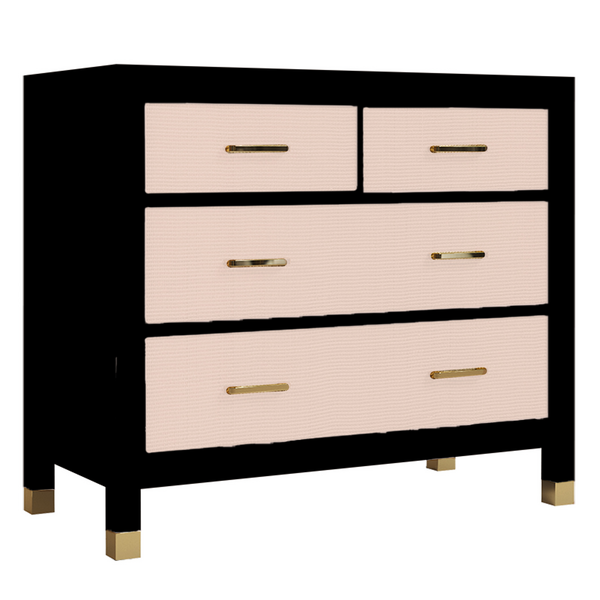 Monterey 4 Drawer Dresser - Black/Bahama Pink