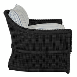 Emilia Ebony Lounge Chair - Linen Indigo Stripe