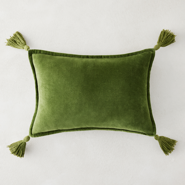 Velvet green hotsell lumbar pillow