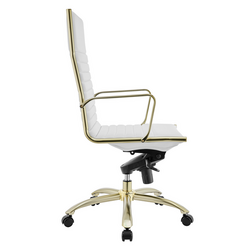 Darby High Back Office Chair - White/Gold