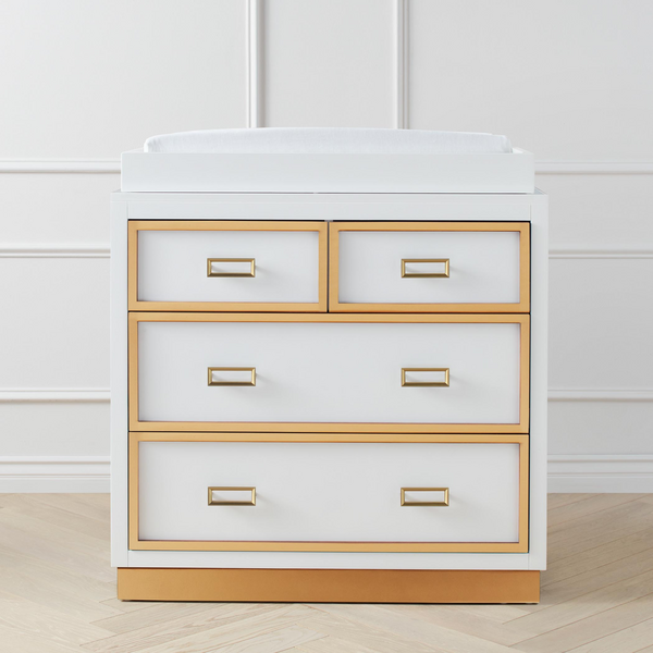 Max 4 Drawer Dresser - White/Gold