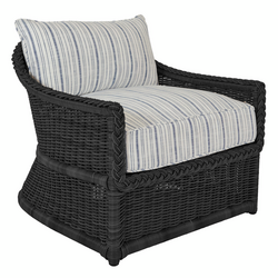 Emilia Ebony Lounge Chair - Linen Indigo Stripe