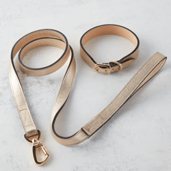 Italian Leather Leash  - Gold