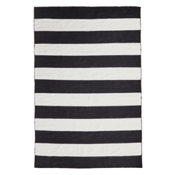 Accra Outdoor Stripe Rug - Black/Ivory