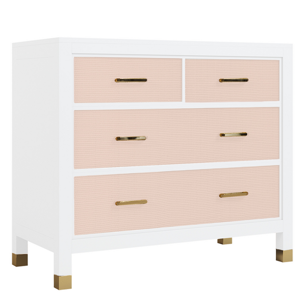 Monterey 4 Drawer Dresser - White/Bahama Pink