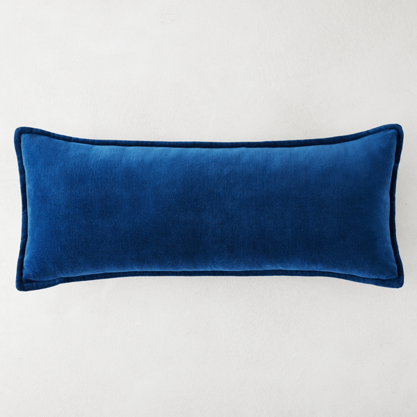 Long Lumbar Pillow, Blue Lumbar Pillow, Lumbar Throw Pillow Cover