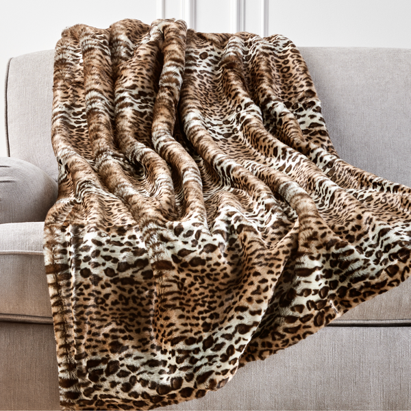 Leopard print best sale faux fur throw