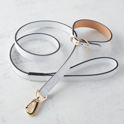 Italian Leather Leash  - White Patent