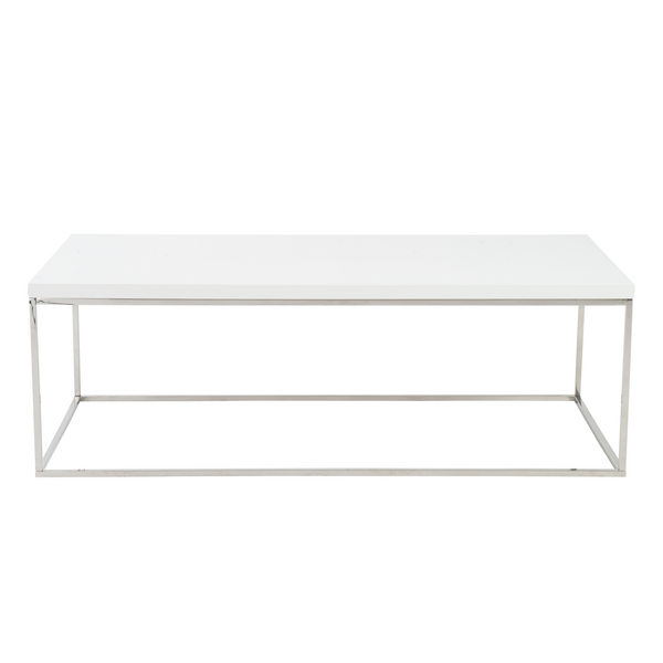Cory Rectangle Coffee Table - White/Silver