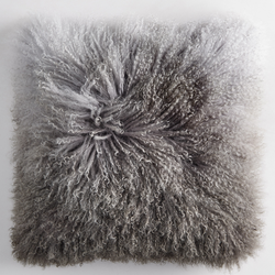 Ombre Mongolian Pillow 22" - Grey/Charcoal