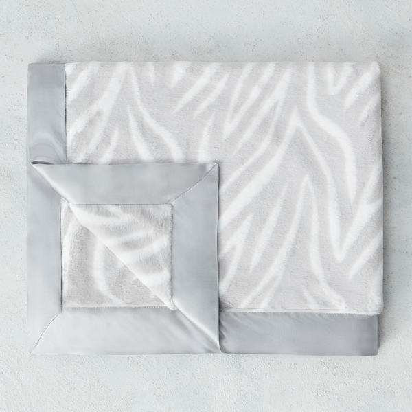 Luxe Zebra Baby Blanket - Silver