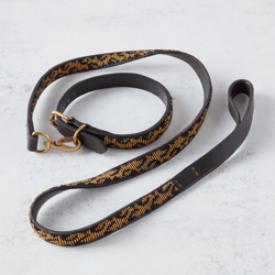 African Beaded Leash  - Leopard
