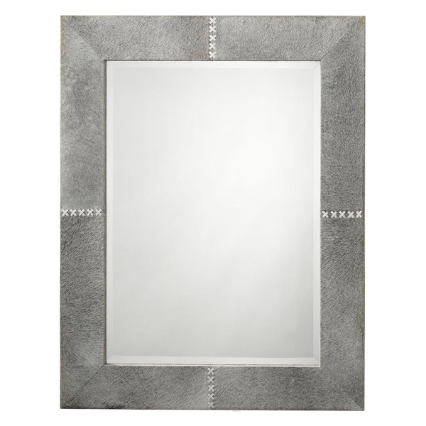 Rectangle Cross Stitch Mirror - Grey