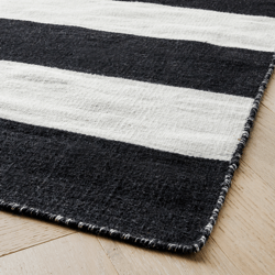 Accra Outdoor Stripe Rug - Black/Ivory