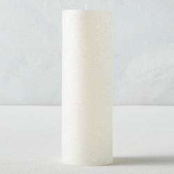 Shimmer Beaded Pillar Candle - White