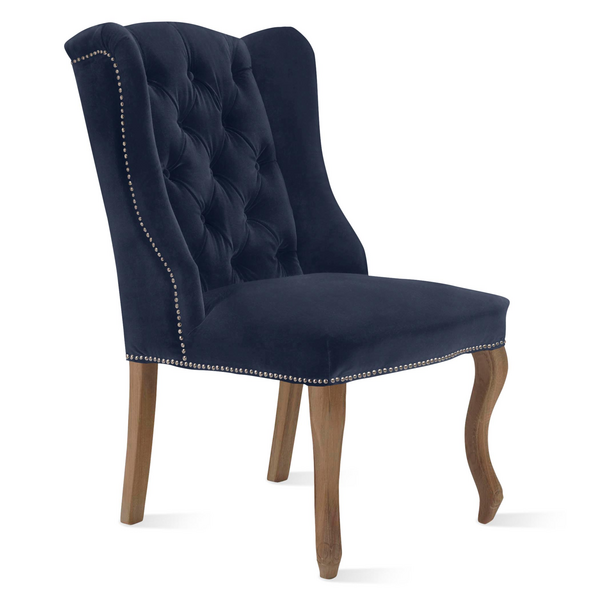 blue velvet dining chairs with oak legs