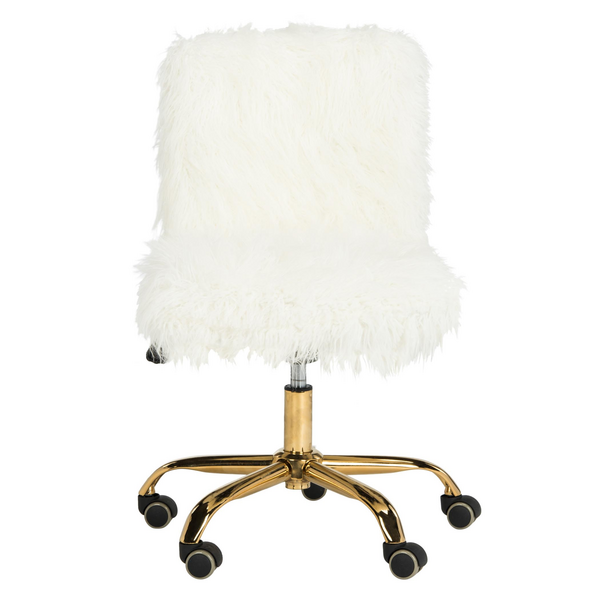 white fluffy office chair