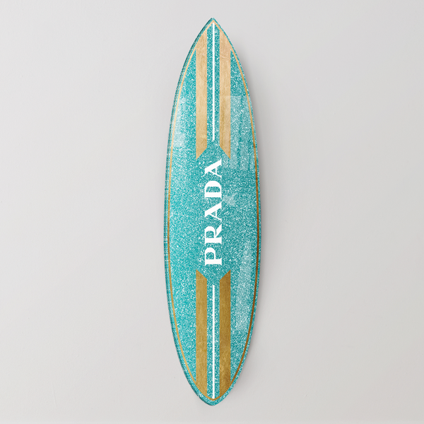 Aqua And Gold Milan Surfboard | Zgallerie