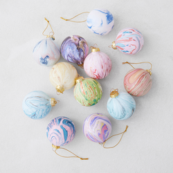 Pastel Marble Ornament - Set of 12