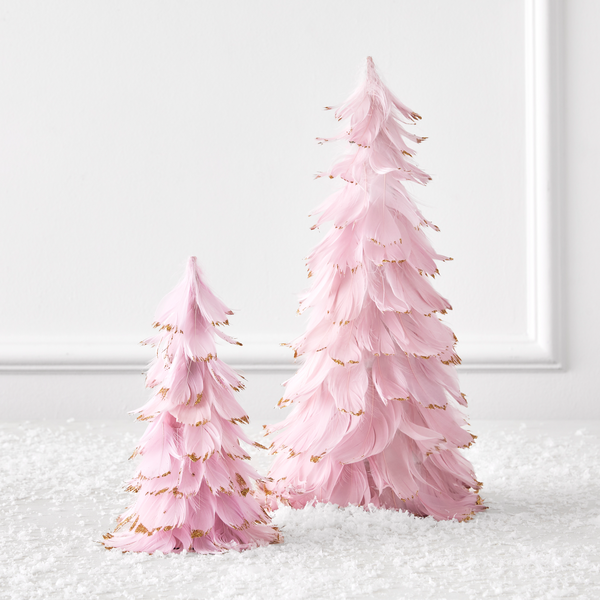 White Feather Trees 18 and 14.75 Inch Set of 2