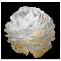 Gold And White Blossom On Black - Set Of 2 | Zgallerie Gold And White Blossom On Black - Set Of 2 | Zgallerie