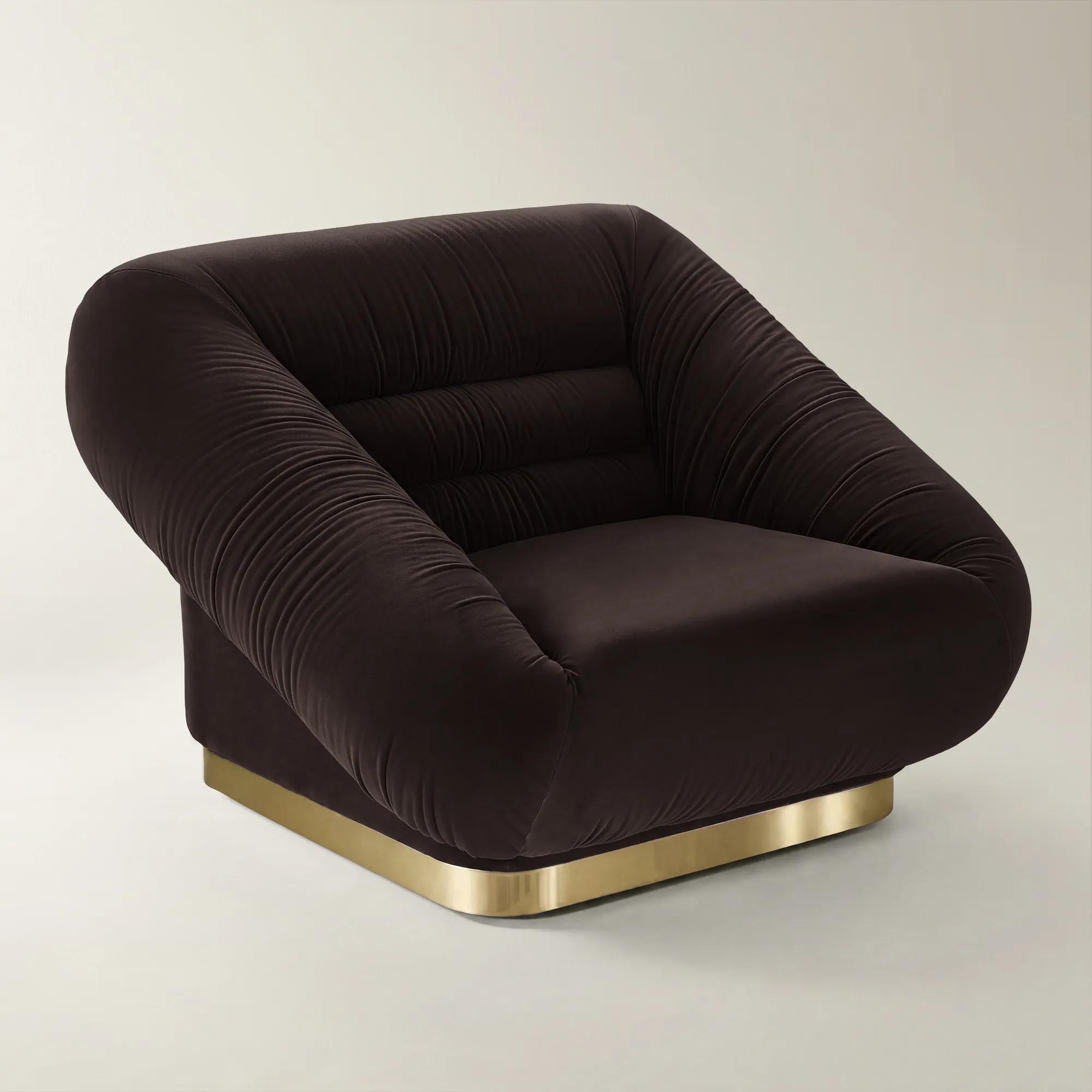 Dover Dark Chocolate Velvet Swivel Accent Chair