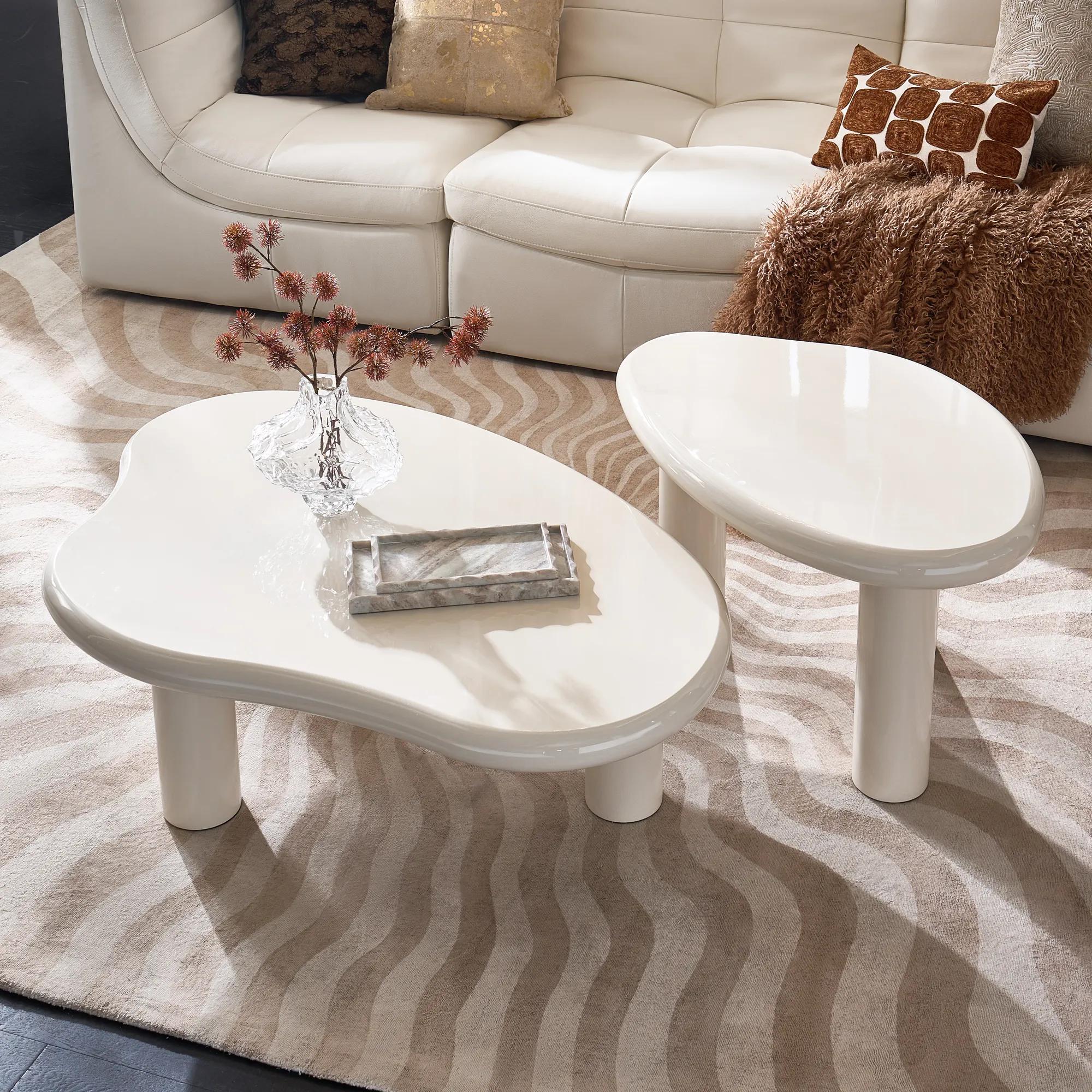 Iris Lacquer Nesting Coffee Table Set of 2 (36.3"-50.5") - White