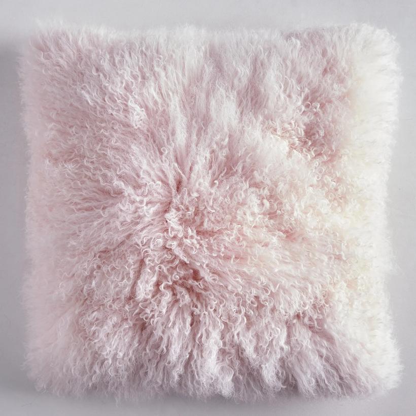 Light Pink Mongolian Fur Pillow | Z Gallerie
