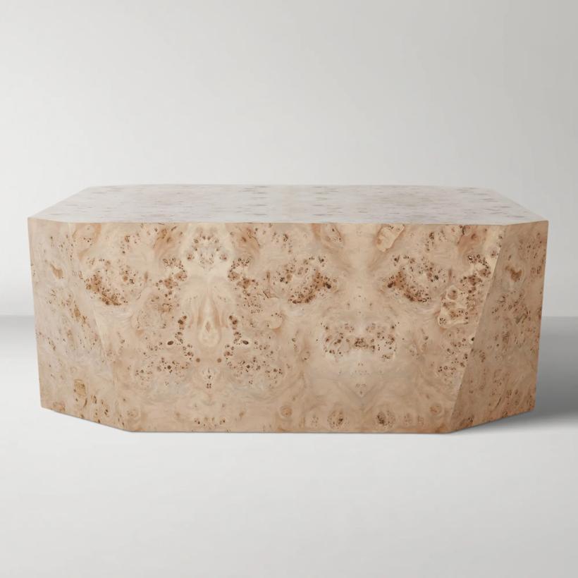 Avena Burl Wood 42" Square Coffee Table - Natural~FCT16253-NAT